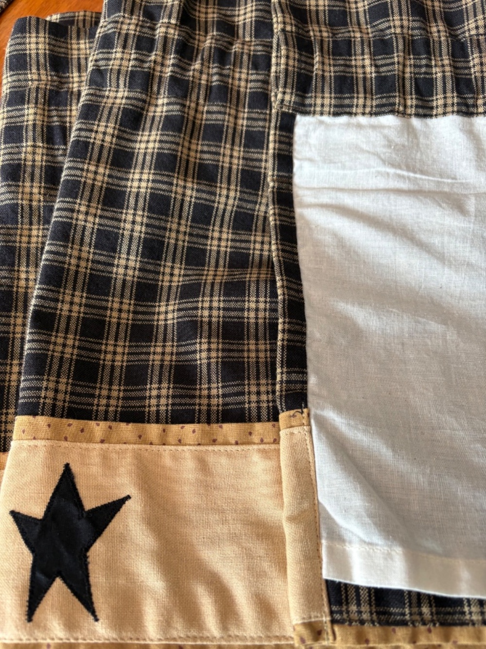 Park Designs Sturbridge Star Farmhouse Valance Black/Tan 60"x14" Lined Cotton - Picture 6 of 6